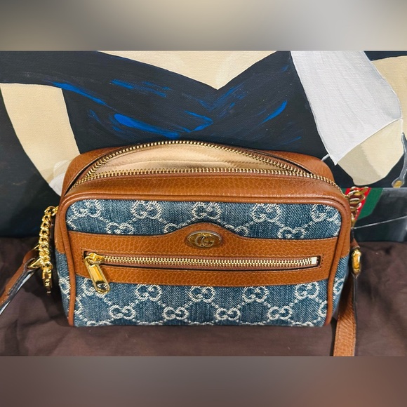 π₯ GUCCI GG DENIM OPHIDIA SHOULDER BAG FULL INCLUSION PRESTINE CONDITION - Picture 6 of 15